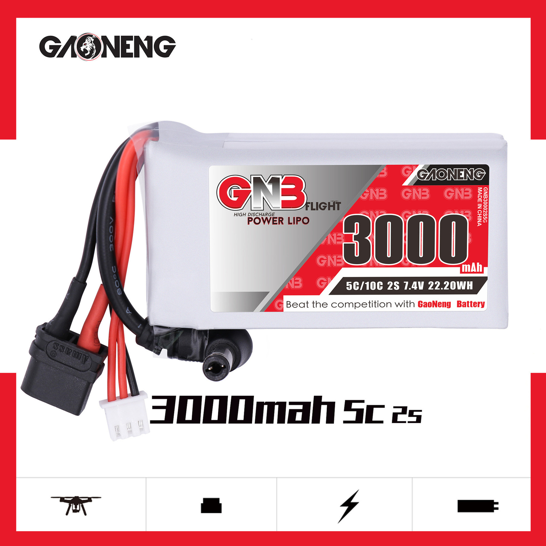 GNB 2S 7,4 в 3000 мАч 5C/10C L – обзор и цена Skyzone Sky04X Pro Oled Fpv Goggles
